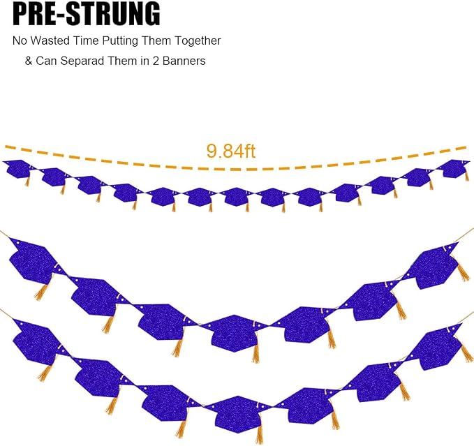 Graduation Decorations Class of 2026 Glitter Pre-Strung Congrats Grad Graduation - Image 6