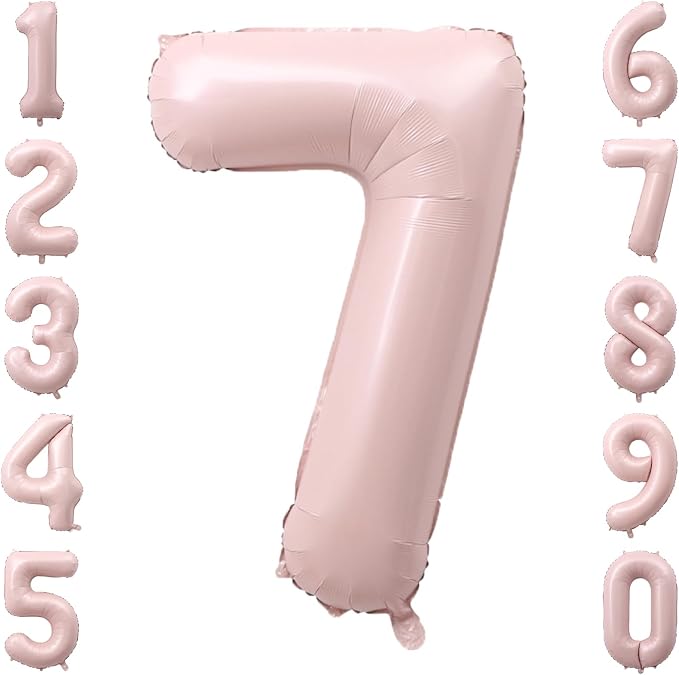 Baby Pink Number 7 Balloon 40 Inch, Soft Pastel Event Party Supplies | by Unknown