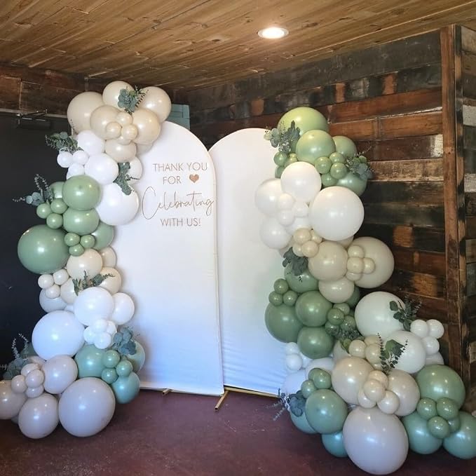 Sage Green Balloons, 12 Inch Sage Green and White Sand Balloons - Image 7