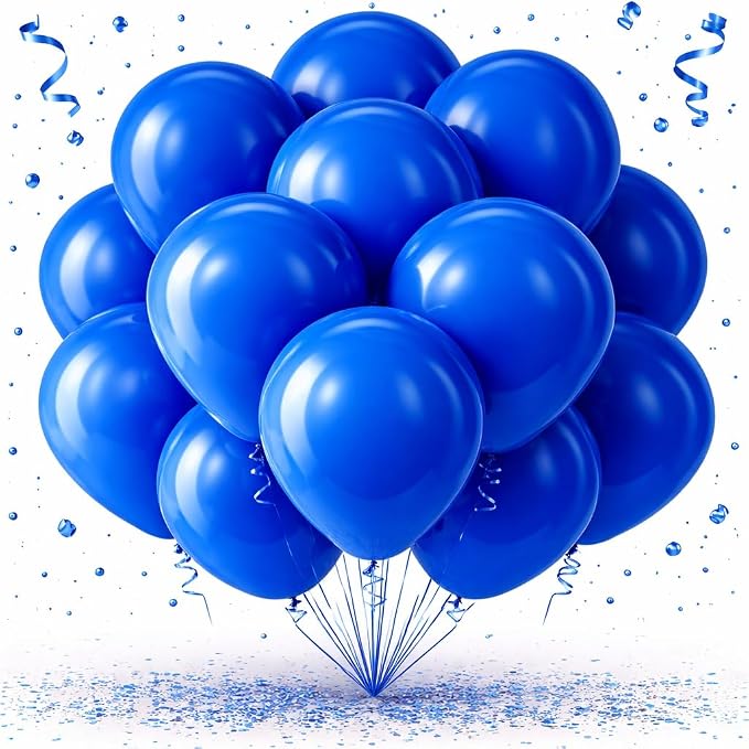 Royal Blue Balloons 100 Pack, 12 Inch Round Latex Helium Blue Balloon, by Tamodan+for+better