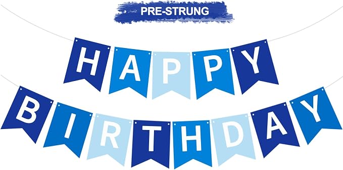 Happy Birthday Banner Pre-Strung Birthday Decorations Birthday Party Backdrop by RICHHHA
