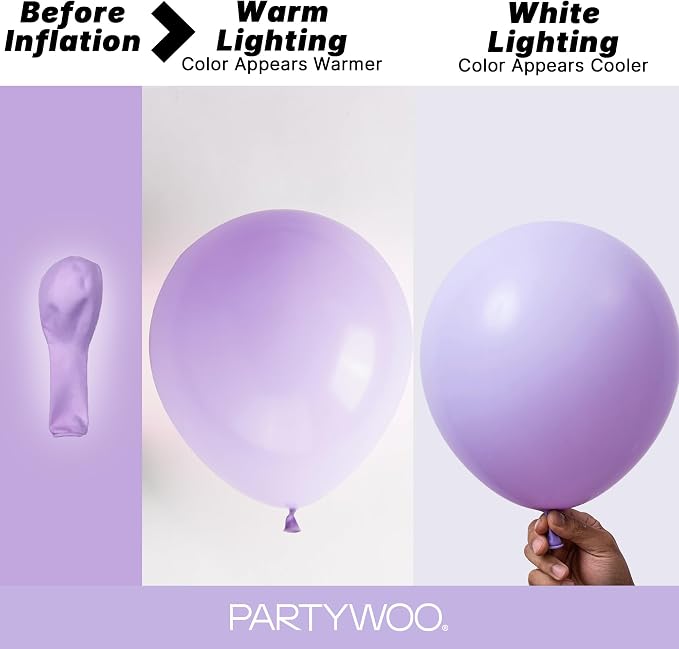 PartyWoo Lavender Balloons 127pcs Light Pastel Purple Lilac Different Sizes | - Image 3