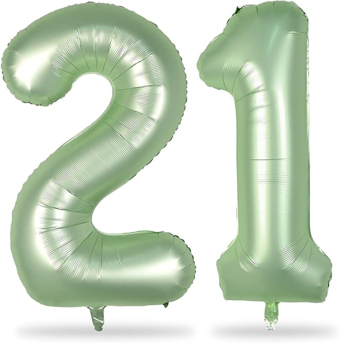 Sage Green 21st Birthday Balloons by Lingqiang