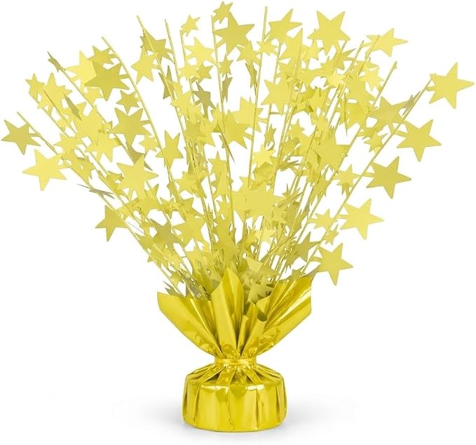 PMU Bursting Star Metallic Foil Spray Centerpiece- Macaron Yellow Balloon by PMU