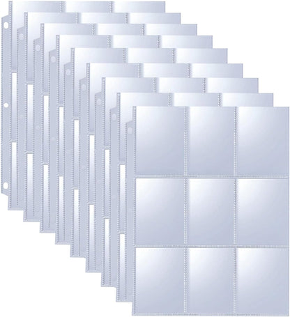 Seashell 50 Pack 900 Pockets Trading Card Binder Sleeves, 9-Pocket Double-Sided Sheets for 3 Ring Binder, Clear Page Protectors for Football, Baseball, Business Cards