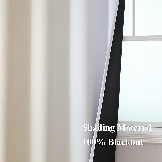 Beige and Greyish White Ombre Blackout Curtains 45 Inch Length 2 Panels - Image 5