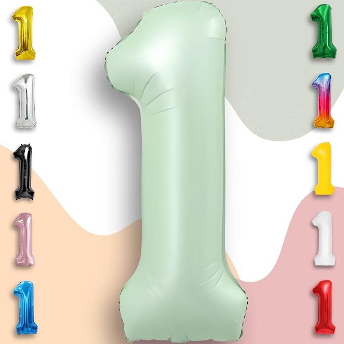 Green Number Balloon 1 Mylar Foil Balloons 32 inch - Image 5
