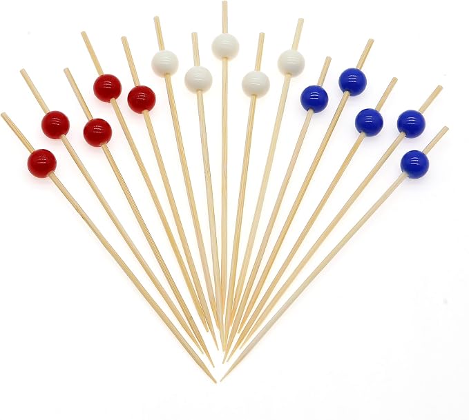 Minisland Pure White Pearl Bamboo Cocktail Picks, Decorative Toothpicks | 4.7 - Image 8