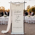 Personalized Wedding Welcome Banner Linen – Custom Names & Date, Elegant Fabric by Custom