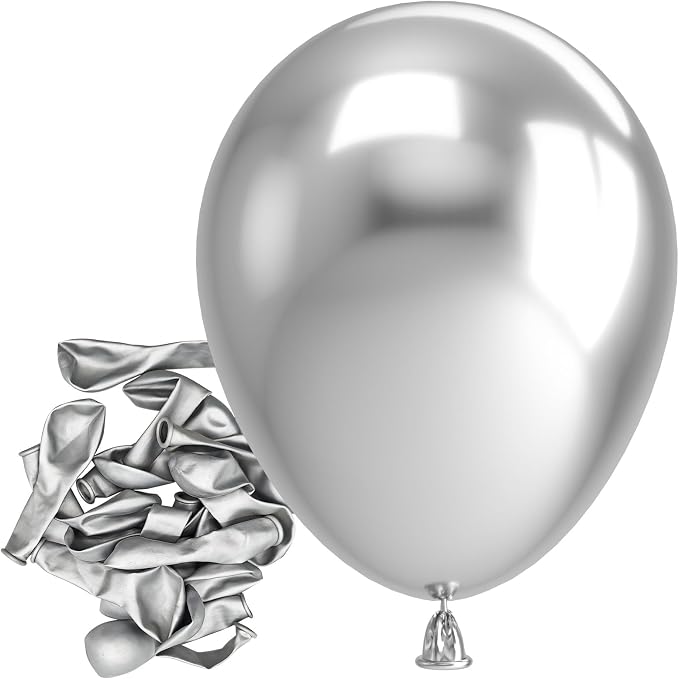 Bezente Metallic Silver Balloons Latex Matte Balloons 150 Pack 5 inch Small | by Bezente