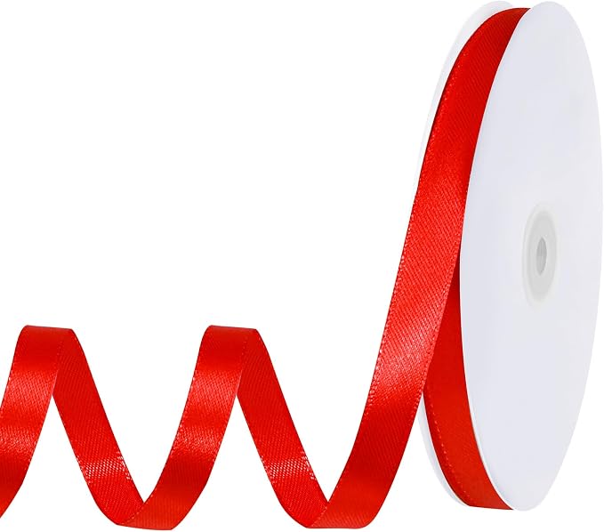woric Red Satin Ribbon 120 Yards 3/8 Inch Thin Ribbon by woric