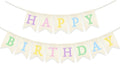 Pastel Rainbow Happy Birthday Banner Neutral Pre-strung Burlap Bunting Party by Unknown