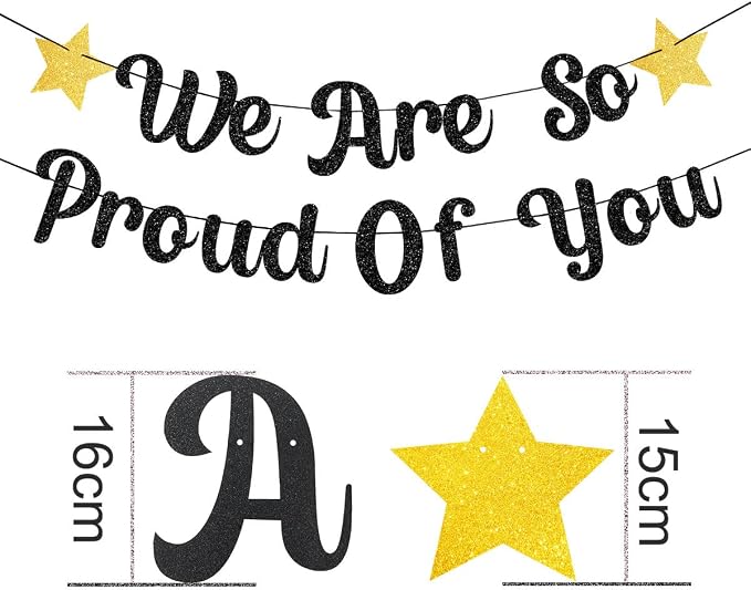We are So Proud of You Banner Black Glittery Class of 2026 Graduation - Image 6