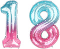 40 Inch Blue Pink Number 18 Balloon, Ombre 18th Birthday Decor by Unknown