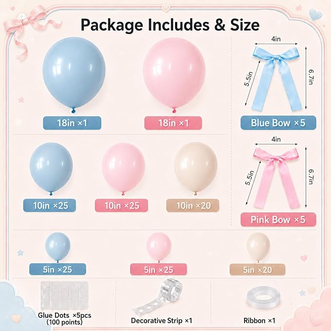 Gender Reveal Balloon Arch Kit, Elegant Baby Shower Decorations - Image 2