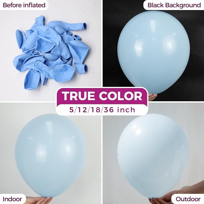 Bezente Pastel Blue Latex Round Helium Party Balloons 100 Pack 12 inch | Light - Image 2