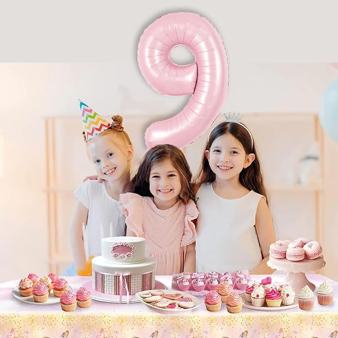 TONIFUL 40 Inch Pastel Pink Number 9 Balloons Large Foil 9th Birthday Decor | - Image 6