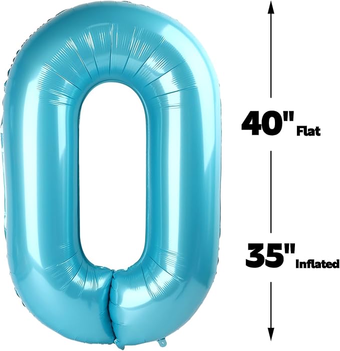 Pearl Blue Number 0 Balloon 40 inch, 0th Birthday Party Balloons Decorations | - Image 2