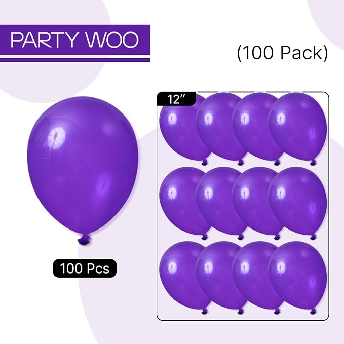 PartyWoo Dark Purple Balloons 100pcs Royal Purple Color 12 Inch | Balloons - Image 7