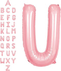 SUWEN 40 Inch Pink Large U Letter Balloons Big Foil Helium A-Z | Jumbo Mylar by SUWEN