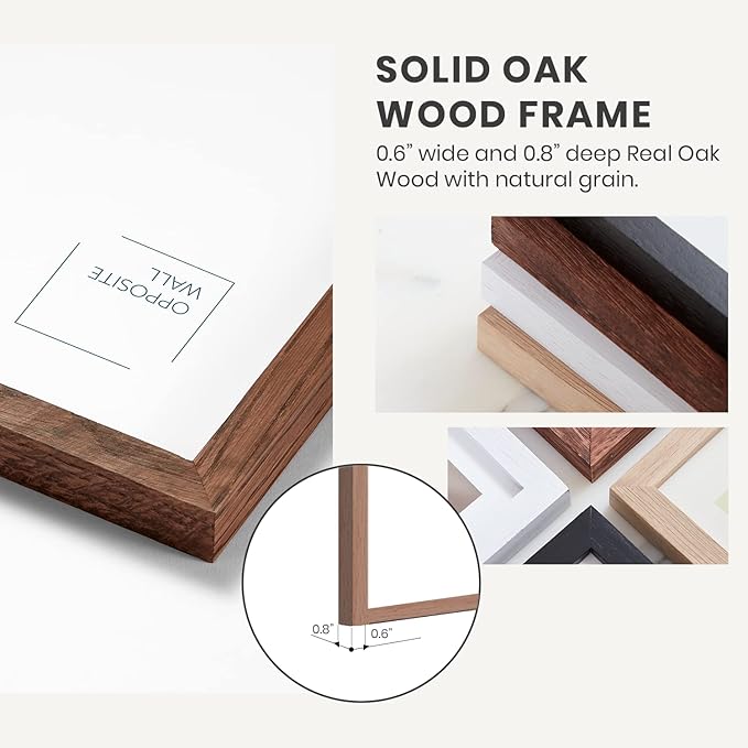 Opposite Wall - 50x70 cm - Dark Oak Wood Picture Frame - Lightweight, Versatile & Shatterproof - Wall Hanging Photo or Poster Frame - Wall Decor for Office, Gallery & Home, 19 3/4 x 27 1/2 in