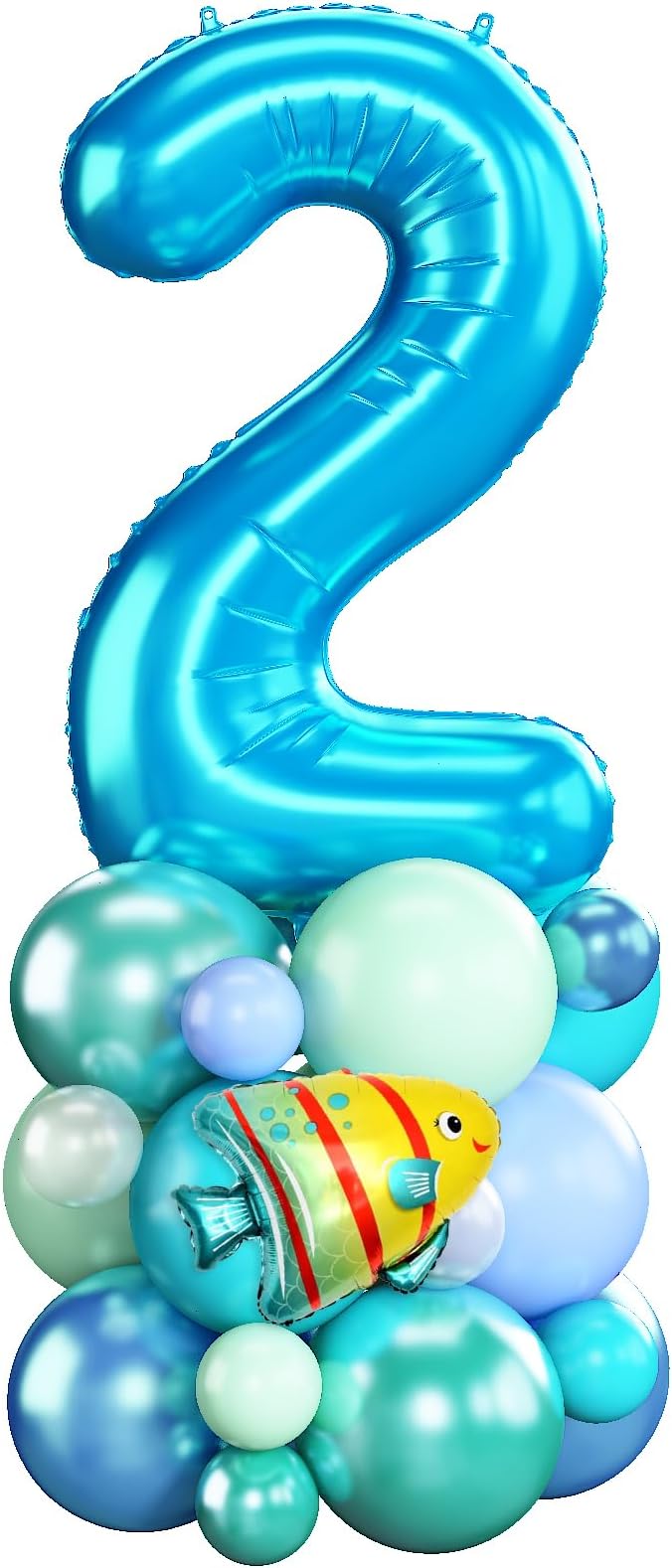 Blue Number 2 Balloon 40 Inch Ocean Under the Sea Number Two Foil Balloons Tower by Domgoge