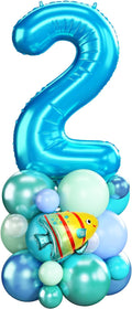 Blue Number 2 Balloon 40 Inch Ocean Under the Sea Number Two Foil Balloons Tower by Domgoge