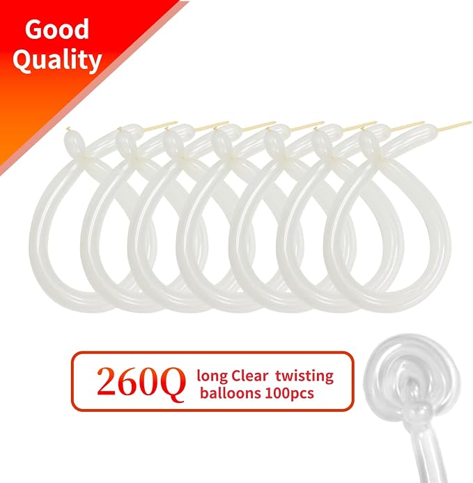 260 Clear Long Balloons for Animals, Thickening Skinny Latex Twisting for Arch - Image 2