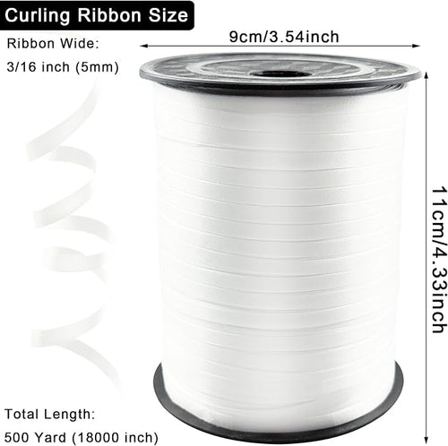 1/5'' White Curling Ribbon 500 Yard Balloon String Ribbon | White Ribbon - Image 2