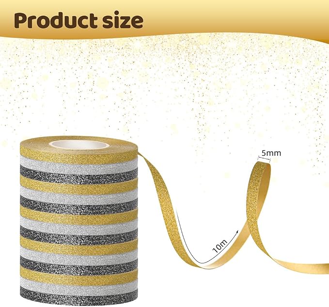15 Rolls Curling Ribbons Black Silver Gold Glitter Curling Ribbon Balloon - Image 2