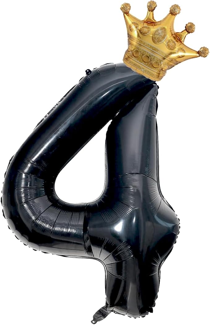 Black 4 Balloon Number, 40 inch Big 4th Birthday Balloon by Unknown
