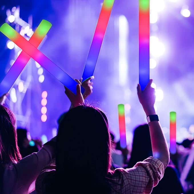 LifBetter 45 Pcs Glow Sticks Bulk- LED Foam Sticks in The Dark with 3 Modes Flashing Led Foam Multicolor Batons Light up Party Favors for Birthdays, Weddings, Concerts, Festivals
