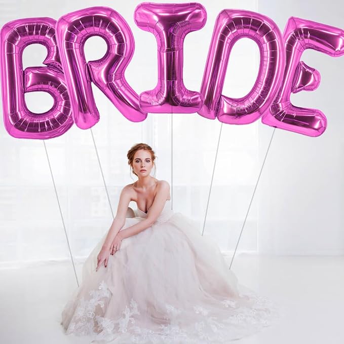Rose Red Bride Balloons 40 Inch Hot Pink Wedding Letter Balloons - Image 4