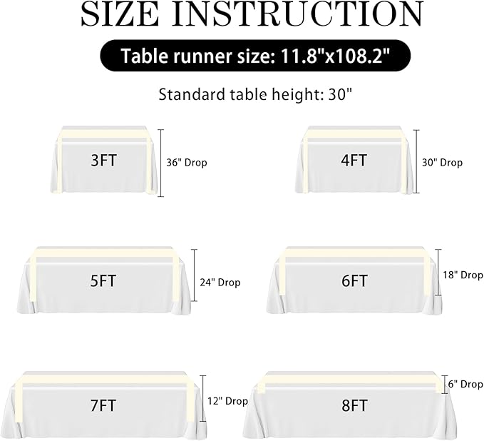 SHEJIZE 10 Pack White Satin Table Runner 12x108 Inches Long, Bright Silky Smooth Satin Table Runner Table Decor for Wedding Banquet Christmas Prom Event Birthday Party