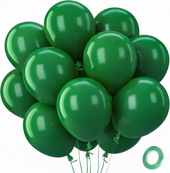 Patimate Dark Green Latex Party Balloons 100pcs 12 Inch | Forest Green Balloons by PatimateDirect