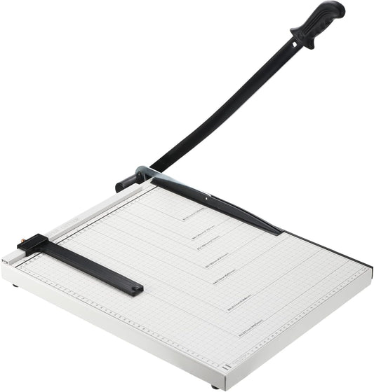 PATIKIL Paper Cutter A3 Stack Paper Trimmer for Cardstock, 18" Cutting Length, Guard Rail Paper Press Tool, Adjustable Guide, Metal Base, 12-Sheet Capacity, Paper Slicer for Office, Home
