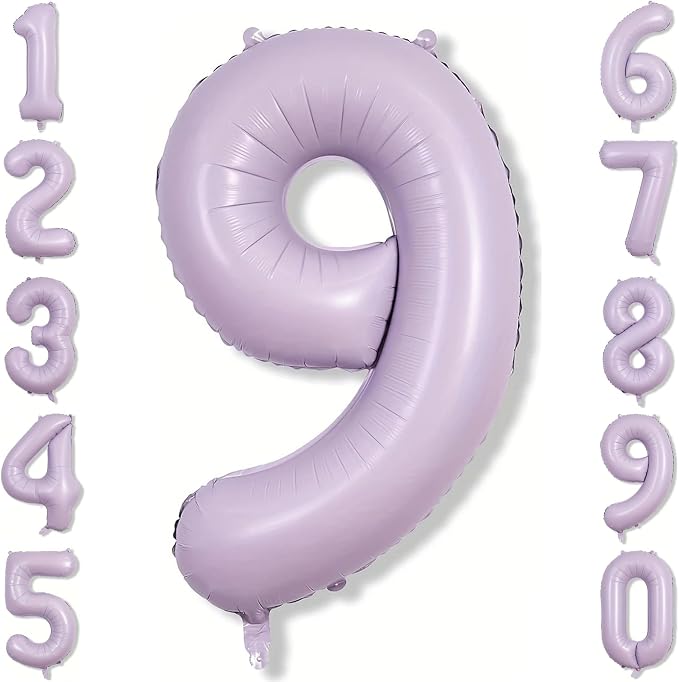Cream Purple Number 9 Balloon 40 Inch, Foil Numeral by Unknown
