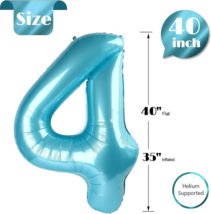 Pearl Blue Number 4 Balloon 40 Inch - Image 5