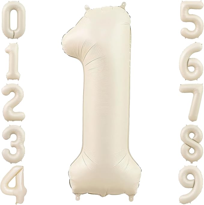 40 Inch Cream Foil Number 1 Balloon by TNCDJKPA