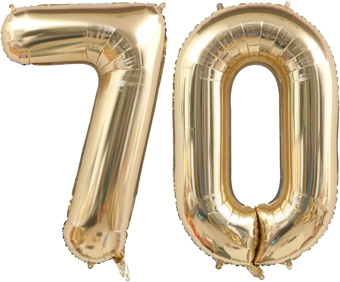 Light Gold Number 70 Balloon 40in White Gold 70 Foil Mylar Digital Balloon | by ANGEL+Q+HOUSE
