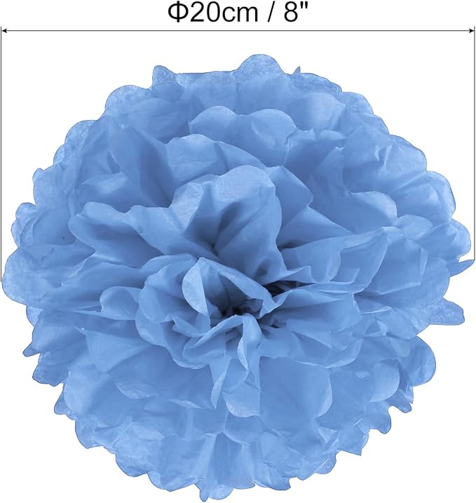 PATIKIL 8" Tissue Pom Poms Flowers, 5 Pack Paper Flower Ball - Image 2