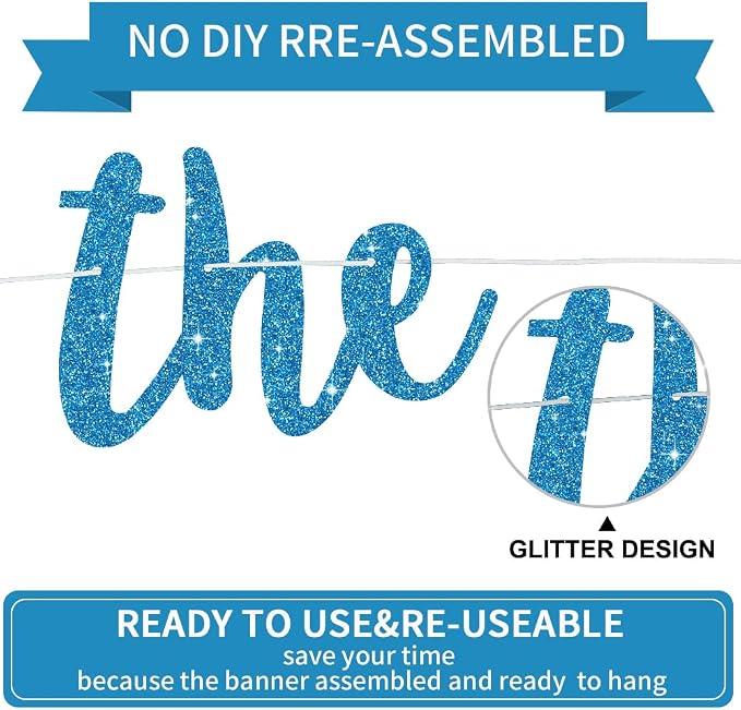 BEISHIDA Sky Blue Pre-Strung Glitter The Beginning of A New Chapter Banner | - Image 3