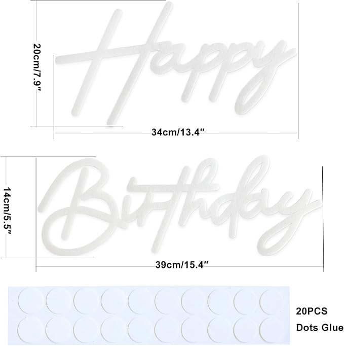 White Happy Birthday Sign for Backdrop Felt Reusable Letters for Birthdays | - Image 5