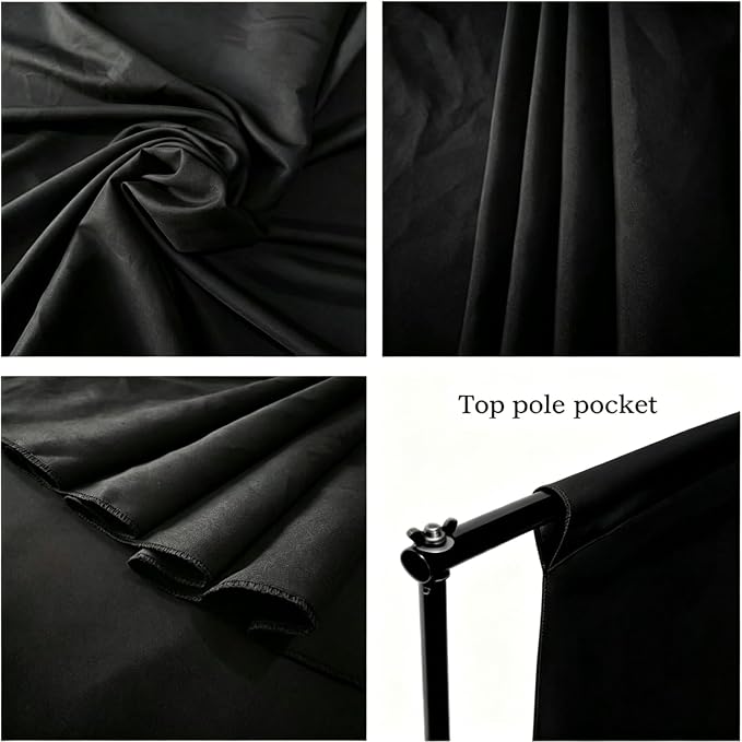 10x7 FT Black Backdrop for Photography, Polyester Fabric Background | Pure - Image 5
