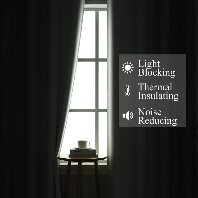 Stone Blue and Greyish White Ombre Blackout Curtains 45 Inch Length 2 Panels - Image 3