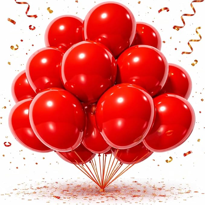 Red Balloons 100 Pack, 12 Inch Red Latex Balloons, Round Helium Balloons by Tamodan+for+better