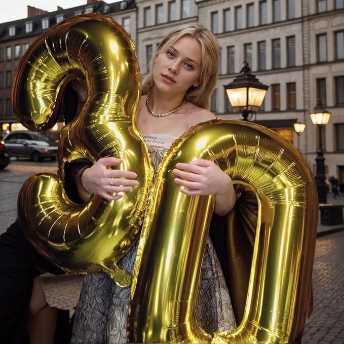 40 inch Gold Number Balloon Giant Foil Helium Balloons Gold Number 3 Balloon - Image 6