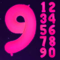 Mega-L Glow in The Dark Party Supplies, 40 Inch Fuchsia Number 9 Balloon | Glow by Mega-Loopolis