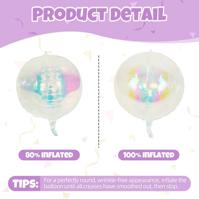 Biapian 12 Pcs Iridescent Foil Balloons, Different Size Holographic Balloons - Image 8