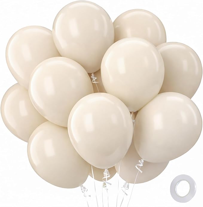 Patimate Sand White Balloons 100 Pcs 12 Inch White Sand Latex Boho Balloon | by PatimateDirect